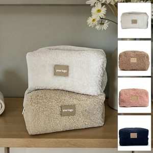 Pochette de maquillage <span class=keywords><strong>en</strong></span> polaire Teddy Qetesh, logo personnalisé, douce, moelleuse, portable, pour <span class=keywords><strong>voyage</strong></span> - Product Image 1