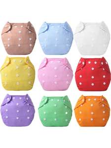 Couches lavables réutilisables pour bébé, couches-culottes d'apprentissage en coton écologique à grille, couches en tissu ajustables pour bébé - Product Image 2