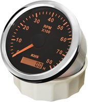 Tachometer KUS 0-6000RPM dengan Penghitung Jam, Lampu Latar, Tahan Air, Cocok untuk Kapal Pesiar, Mobil, RV, Tachometer Mesin