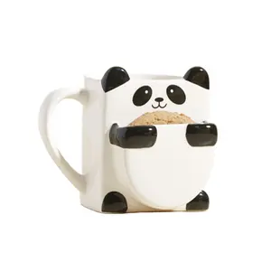 Wholesale Creative 6oz Biscuit Holder Face Mug Ceramic Cookies Cup