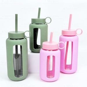 Tốt Nhất Bán 20Oz 26Oz Thủy Tinh Borosilicate Cao Có Thể Với Xử Lý Nắp Tumbler Với Nắp Và Rơm Công Suất Lớn Kính Cốc - Product Image 5