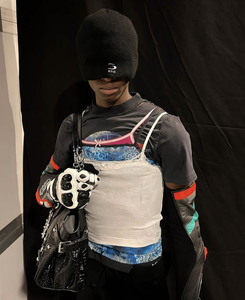 Bonnet de ski de luxe brodé avec logo, motif sport original, pour homme, masque tricoté transparent pour la neige - Product Image 1