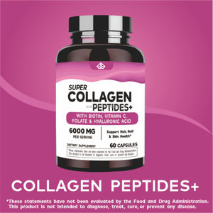 Super Colágeno Péptido con Biotina, Ácido Fólico, Ácido Hialurónico y Vitaminas para la Salud del Cabello, Piel, Uñas y Articulaciones en Adultos, Extracto Herbal, 60 Cápsulas - Product Image 5