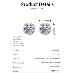 <strong>Wholesale</strong> Women's 0.5ct Moissanite Diamond Stud Earrings S925 Sterling Silver Geometric Wedding Jewelry for Parties for Gifts - Product Image 6