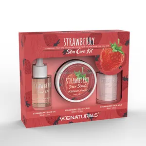 OEM Hydrate And Glow Natural Skin Care Set ,Moisturizing Face Scrub Strawberry Seed Face Oil,Face Moisturizer Cream