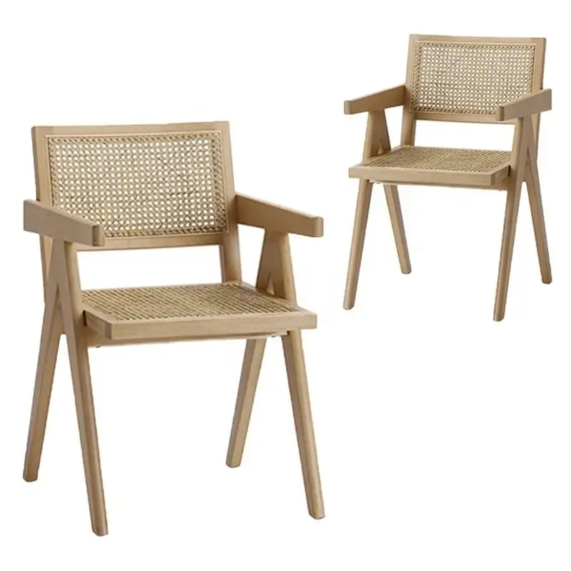 Rattan dokuma ahşap İskandinav restoran kahve sandalyesi katı ahşap modern hasır yemek sandalyesi rattan restoran boş sandalye