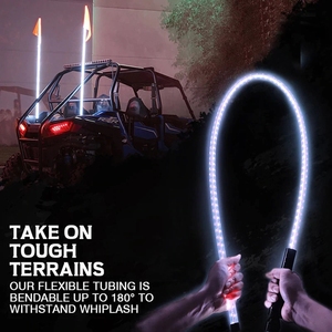 เสาธงแบบยืดหยุ่น ADT 3 ฟุต 0.9 เมตร พร้อมไฟ LED สำหรับรถออฟโรด UTV RZR ATV ไฟ LED สีขาว น้ำเงิน เขียว - Product Image 3
