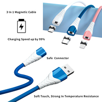 Nouveau design 180 degrés PVC magnétique câble de recharge doux 3 dans 1 USB câble 1M 2M 3M Micro USB OEM & ODM pour iphone et Android