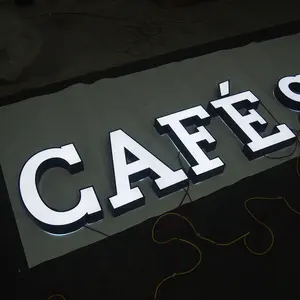 Shop Sign Personality Logo LED Acrylic Custom Metal Letters Illuminated Channel Letters Outdoor Front Lit Coffee Shop Outdoor Signage