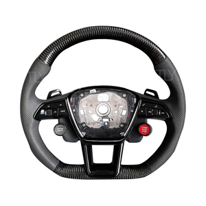 พวงมาลัยหุ้มหนังคาร์บอนไฟเบอร์สำหรับรถ <span class=keywords><strong>Audi</strong></span> C7 A5 B8 A7 A4 RS5 B9 RS6 RS7 <span class=keywords><strong>TT</strong></span> <span class=keywords><strong>MK2</strong></span> S5 RS3 8P S3 B9 - Product Image 3