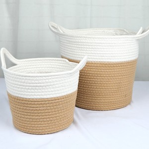 Medium Size Cotton Rope <b>Flower</b> Bucket Woven <b>Basket</b> Living Room Decor Storage - Product Image 1
