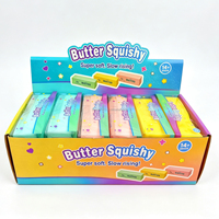 Jouets à presser en TPR en forme de bâton de beurre de 14*5cm, jouets moelleux faits à la main en forme de barre de fromage, jouets anti-stress qui font des sons couinants