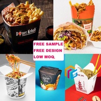 Boîte d'emballage personnalisée en papier jetable à fond rond pour kebab, nouilles chinoises, plats à emporter, vente en gros, et boîte de présentation pour kebab