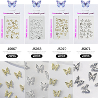 20pcs/bag Hiasan Kuku 3D Bentuk Kupu-kupu Bintang Bunga Berbahan Alloy Perak Emas Mutiara Aksesoris Perhiasan Kuku