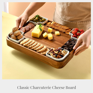 Plateau de service carré extensible en bambou, durable et amusant, pour fromage, viande, sandwichs, charcuterie, facile à saisir - Product Image 6