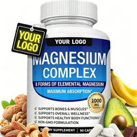 Capsules de glycinate de magnésium 1000 mg à marque privée, 90 unités – Soulagement du stress, soutien de la densité osseuse, suppléments minéraux et à base de plantes pour adultes