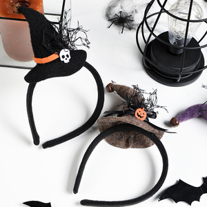 Decorazioni di Halloween - Decorazione Cappello da Strega a Forma di Zucca - Classico Accessorio per Capelli a Forma di Cappello da Strega con Teschio di Zucca - Product Image 4