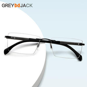 Greyjack กรอบแว่นตาผู้ชายแบบไร้ขอบ, แว่นตาโลหะน้ำหนักเบาสำหรับทำธุรกิจ ME2050ที่มองเห็นใกล้ - Product Image 2