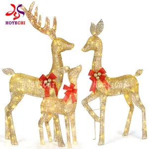 2023 Christmas Decoration Outdoor Led 3d Lighted Animal Decoration Christmas Reindeer Motif Lights Manufacturer