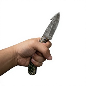 Cuchillo de hoja fija Drop Point de acero de Damasco forjado con mango de madera Pakka, personalizable, para caza, camping y supervivencia, 23 cm, fácil de transportar - Product Image 5