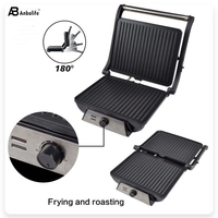 Anbolife SS Panel 4-Slice Fungsi Timer Suhu yang Dapat Disesuaikan Terbuka 180 Derajat °   Pembuat Panini Listrik, Grill Kontak, Grosir