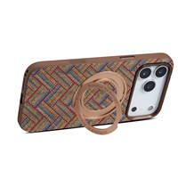 Étui de téléphone rotatif magnétique en tricot écossais vintage Cork avec béquille, compatible avec les séries Apple 18/17/16/15/14