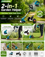 Tondeuse à gazon multifonctionnelle sans fil à batterie avec poignée réglable, tondeuse électrique à rayon de braquage zéro pour jardin avec roues