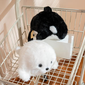 Venta al <span class=keywords><strong>por</strong></span> mayor de fábrica: Peluche de foca de la serie Ocean Baby de Oceanarium, muñeco de ballena tigre negra, almohada con relleno de algodón PP - Product Image 3