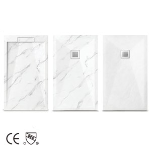 Receveur de <span class=keywords><strong>douche</strong></span> moderne blanc en <span class=keywords><strong>résine</strong></span> de pierre pré-coulée avec texture ardoise pour l'Amérique - Product Image 3