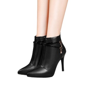 Bottes à plateforme à lacets grande taille, à talon fin et haut, pour femme, à bout pointu, en PU, avec strass, collection automne-hiver - Product Image 1