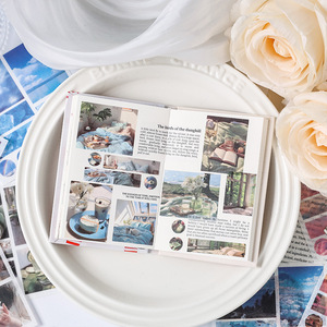 50 / Pack Autocollants pour carnet de notes, style stylo blanc flottant, autocollants créatifs en <span class=keywords><strong>film</strong></span> découpé, matériel pour carnet de notes, autocollants en papier - Product Image 2