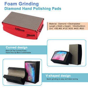 Electroplated Diamond Hand Polishing <strong>Pads</strong> Sanding Block Foam Backing <strong>Pads</strong> for Wood Ceramics Glass Tile Concrete Marble Granite - Product Image 2