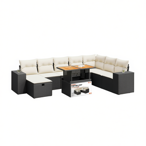 Garden <b>Sofa</b> <b>Set</b> Outdoor Rattan Furniture With Cushions Contemporary Design For Patio Or Yard - Product Image 1