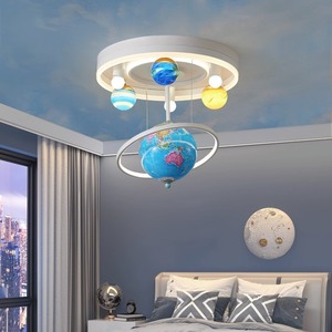 Lustre de chambre à coucher globe créatif personnalisé pour garçons plafonnier espace planète garçons - Product Image 1