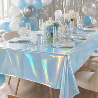 Nappe jetable rectangulaire en PEVA imperméable bleu pastel pour baby shower, repas, pique-nique, terrasse