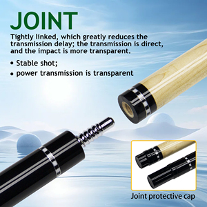 High-end Maple Wood Inlaid Pattern Pool Cue - 12.5mm Tip Uni-loc Joint Black Floral Pattern Billiard Stick - Product Image 5