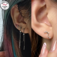 Pendientes de Titanio ASTM-F136 de Grado Implante con Zirconia, Joyería para Piercing Big Dipper, Pendientes de Titanio con Rosca Interna para Cartílago de Oreja y Hélice