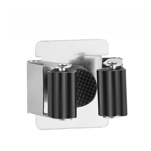 Support mural adhésif en acier inoxydable pour balai, forme rectangulaire, design minimaliste, pour salle de bain - Product Image 6
