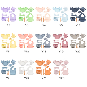 Eversoul-Lot de 9 couverts en silicone pour bébé en forme de crabe H, allant au micro-ondes, assiette pour bébé, ensemble d'alimentation pour enfants, OEM et ODM - Product Image 2