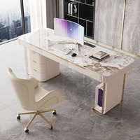 Bureau d'ordinateur moderne italien de luxe pour la maison Bureau du patron exécutif Bureau blanc Petit appartement Gestionnaire en marbre Mobilier de bureau