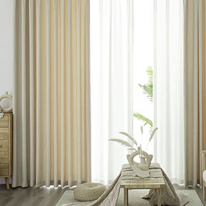 Nuova tendenza poliestere solido Beige testurizzato <span class=keywords><strong>tende</strong></span> di qualità reale oscuranti <span class=keywords><strong>tende</strong></span> per il soggiorno camera da letto Hotel di lusso - Product Image 2