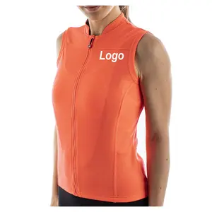 Custom logo full zipper sleeveless cycling vest breathable women bike cycling jersey