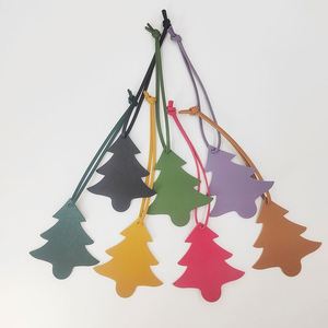 PU Leather Merry <b>Christmas</b> Keychain Decorative <b>Mini</b> Purse Charm <b>Tree</b> Shape Gift Tag for Bags - Product Image 2