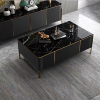 Meubles modernes en MDF en promotion : Ensemble meuble TV et table basse en marbre pour salon, design élégant et abordable