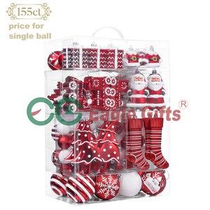 EAGLEGIFTS 2026 Proveedor de Artículos Navideños Más Vendidos, 155 Piezas de Adornos Navideños Irrompibles Rojos y Blancos de 30-160 mm - Product Image 1