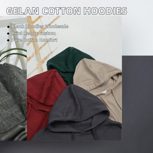 Sweat-shirt à capuche uni pour homme, 100% coton, tissu molletonné français, coupe classique, sweat-shirt décontracté, vêtements d'automne - Product Image 2