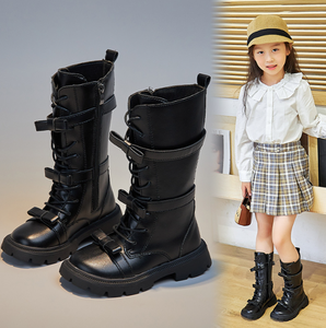 Girls' Boots New Children's Princess Leather Boots Girls' Bow <b>High</b> Fashion Boots - Product Image 3