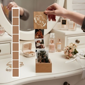 Uionen Personalized Pull Out Wooden Photo Box Custom <b>Memory</b> Keepsake Case Handmade Wood Trinket Box Photo Shadow Frame <b>Gift</b> - Product Image 4