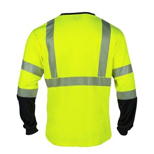 Maglietta Estiva Gialla Alta Visibilità per Edilizia, 100% Poliestere, Camicia da <span class=keywords><strong>Lavoro</strong></span> Riflettente con Tasca sul Petto per Giardinaggio e Sicurezza - Product Image 3