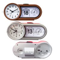 Horloge rétro électronique personnalisée promotionnelle, horloge de table à retournement, horloge vintage à retournement, date, thermomètre, fonctionne sur piles, pour personnes âgées
